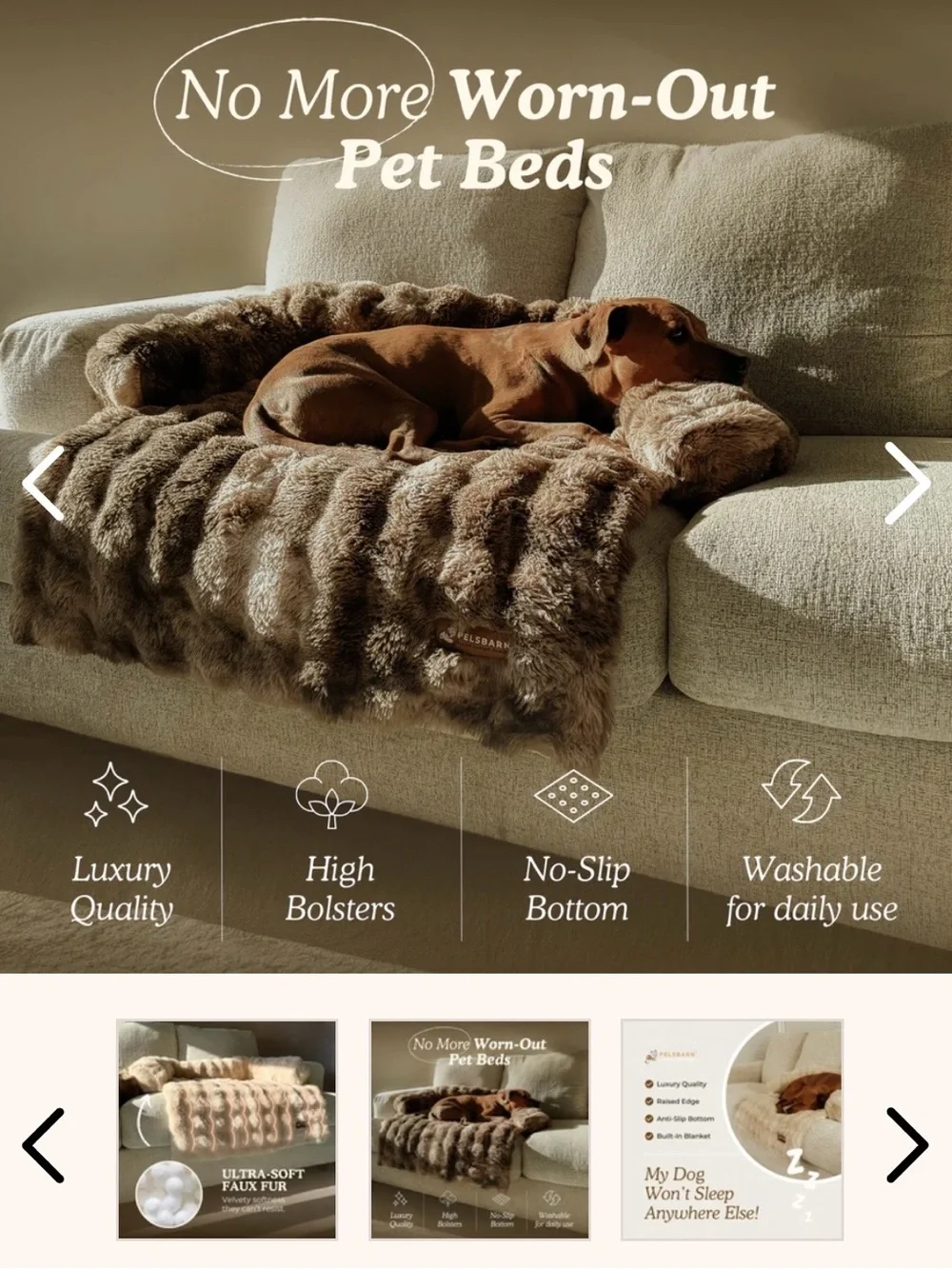Pelsbarn Luxurious Brown Faux Fur Throw Blanket